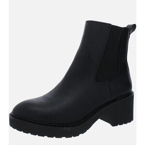 Style & Co. Womens Tashh Faux Leather Block Heel Chelsea Boots Black Size 9M